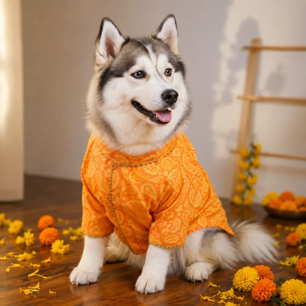 15 Furries Kesariya Kurta for Dogs (Yellow)