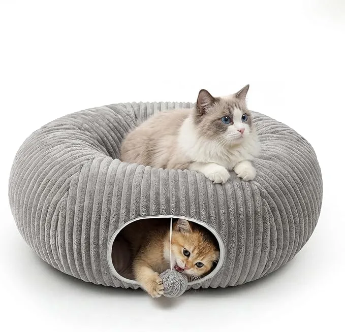2-in-1 Cat Tunnel Bed β Foldable Cat Cave & Interactive Play Tunnel for Indoor Cats - Image 2