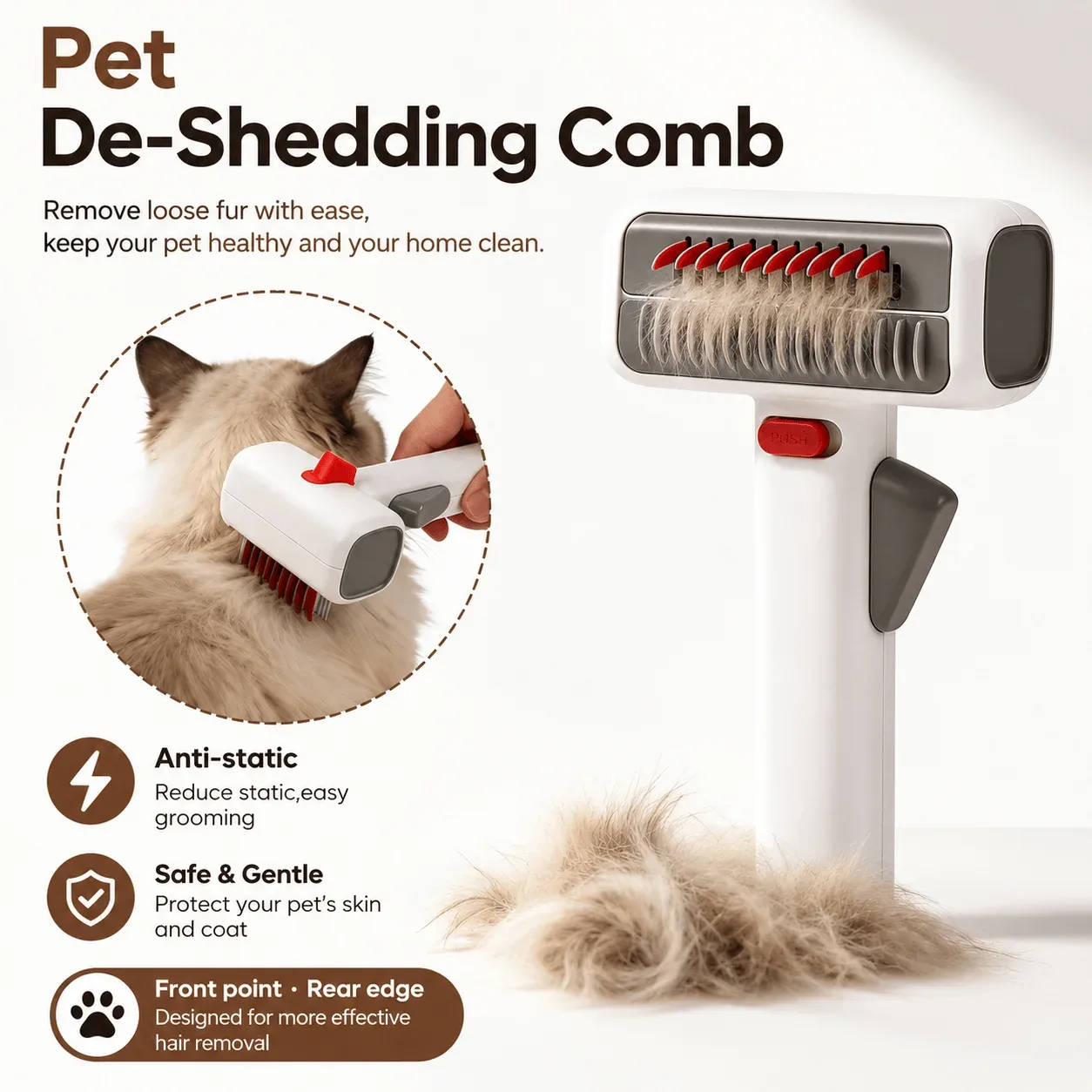2-in-1 Pet Grooming Brush for Dogs & Cats - Image 2