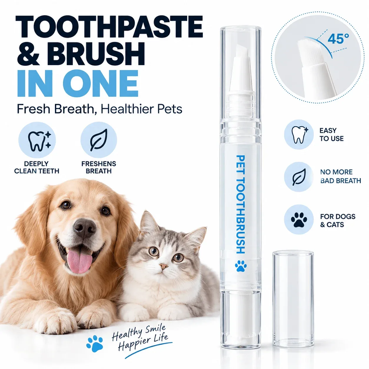 2-in-1 Pet Toothbrush Pen for Cats & Dogs - Image 2