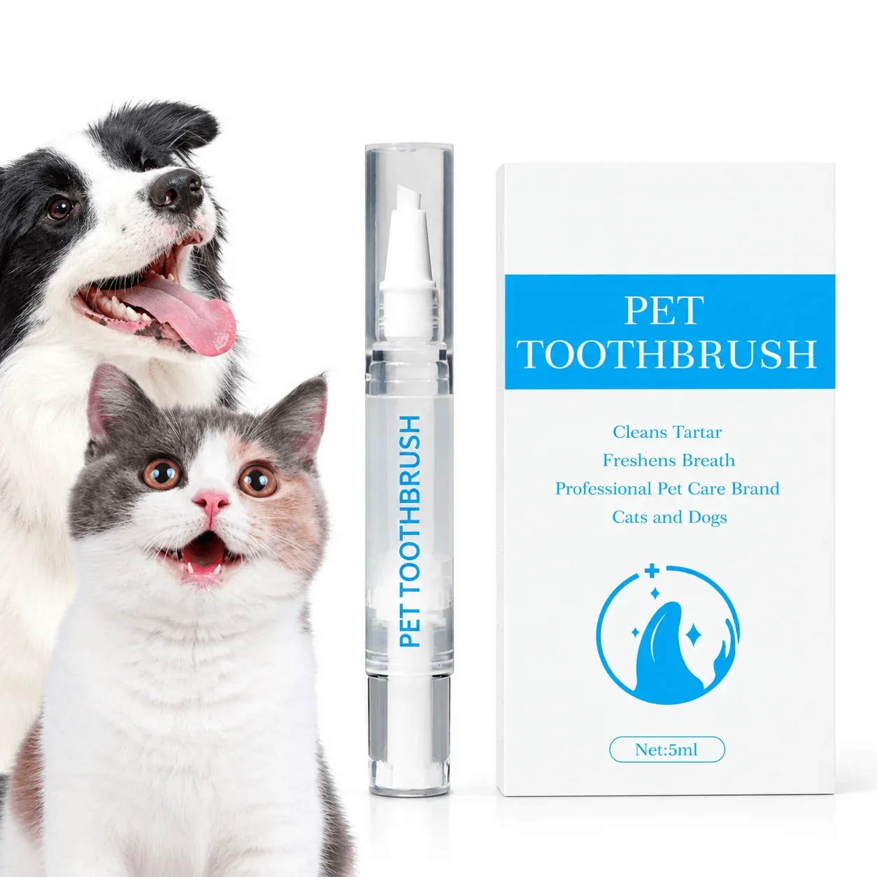 2-in-1 Pet Toothbrush Pen for Cats & Dogs