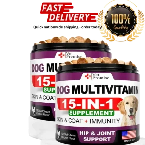 (2 Pack) Dog Multivitamin Chewable with Glucosamine Dog Vitamins and