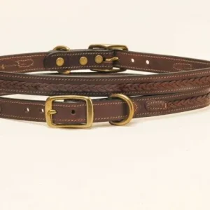 3/4In Dog Collar - Raised Center Braid 12in Bk/Gry
