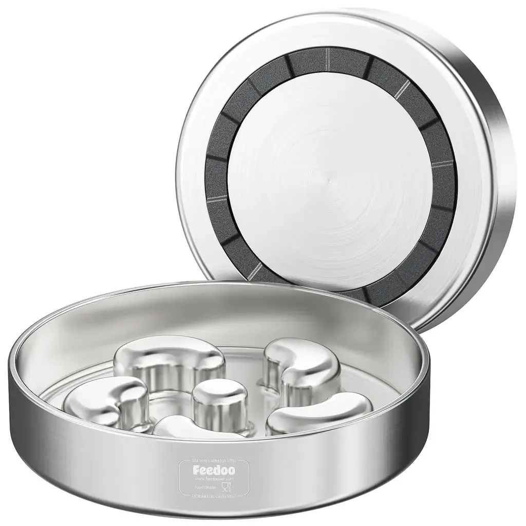 3-Cup Slow Feeder Dog Bowl – Stainless Steel for Large Breeds