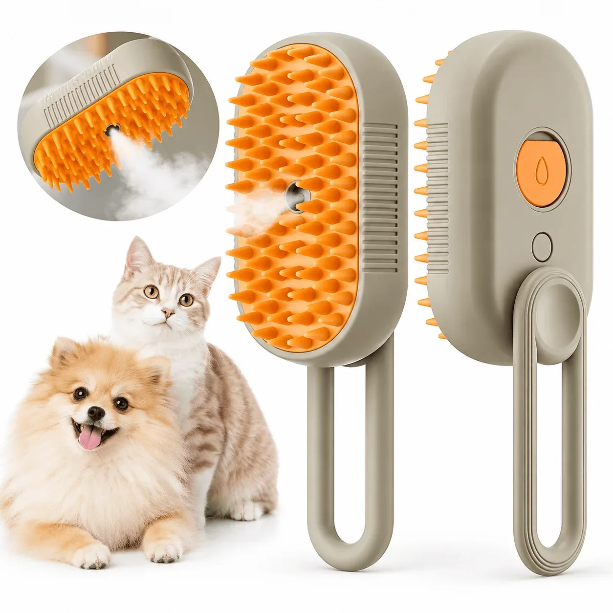 3-in-1 Pet Spray Brush for Cats & Dogs – Groom, Massage & Remove Loose Fur