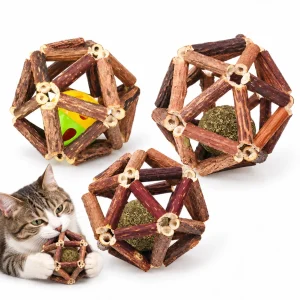 3-Piece Silvervine Cat Toy Ball Set with Catnip Cores & Bell Ball