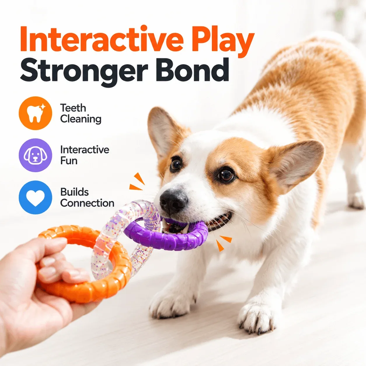 3-Ring Dog Chew & Tug Toy - Image 2