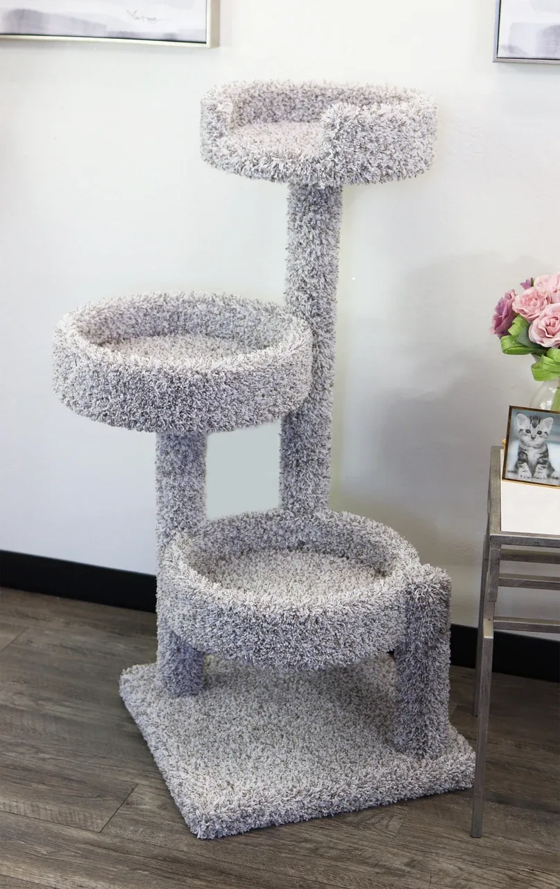 3-Tier Carpeted Cat Tree for Easy Climbing, Lounging & Everyday Comfort