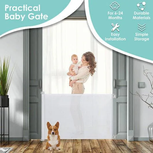 33 in Tall Retractable Mesh Safety Gate for Indoor and Outdoor Use