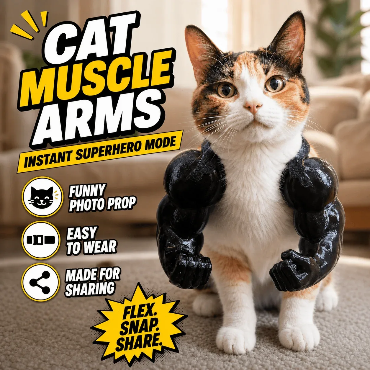 3D Printed Funny Cat Muscle Arms - Image 2