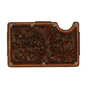 3D Western Men`s Smart Leather Embossed Scroll Wallet