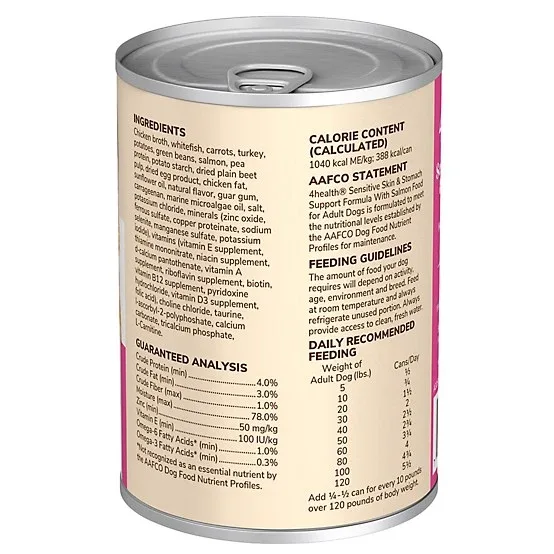4health Adult Sensitive Skin/Stomach Support Formula Salmon Recipe Wet Dog Food, 13.2oz