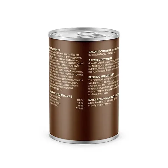 4health Grain Free Adult Beef and Vegetable Stew Wet Dog Food, 13.2 oz.