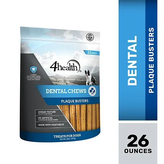 4health Plaque Busters Dental Chews Dog Treats, 32 Count