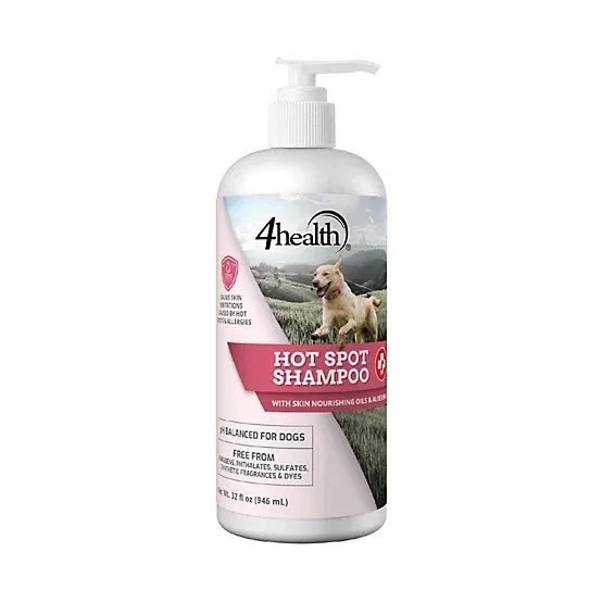 4health Unscented Hot Spot Dog Shampoo with Honeysuckle and Aloe Vera, 32 oz.