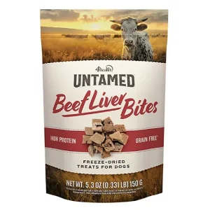 4health Untamed Beef Liver Bites High-Protein Freeze-Dried Dog Treats, 5.3 oz.