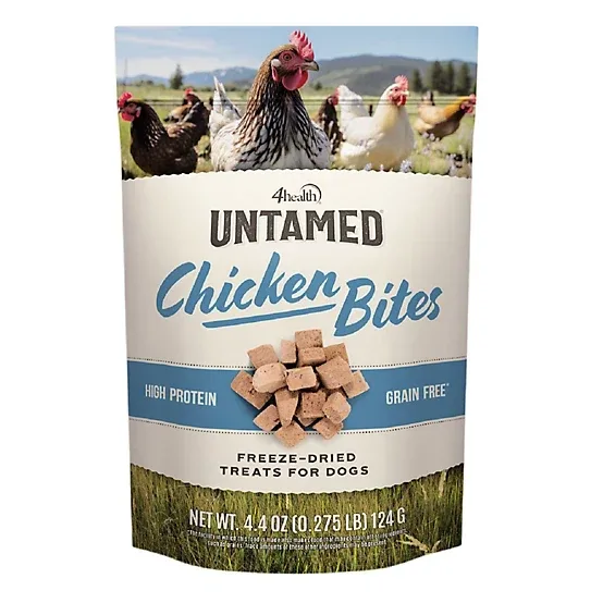 4health Untamed Chicken Bites High-Protein Freeze-Dried Dog Treats, 4.4 oz.