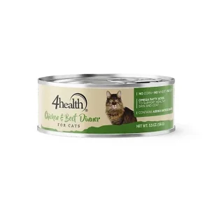 4health with Wholesome Grains All Life Stages Chicken and Beef Dinner Wet Cat Food, 5.5 oz.
