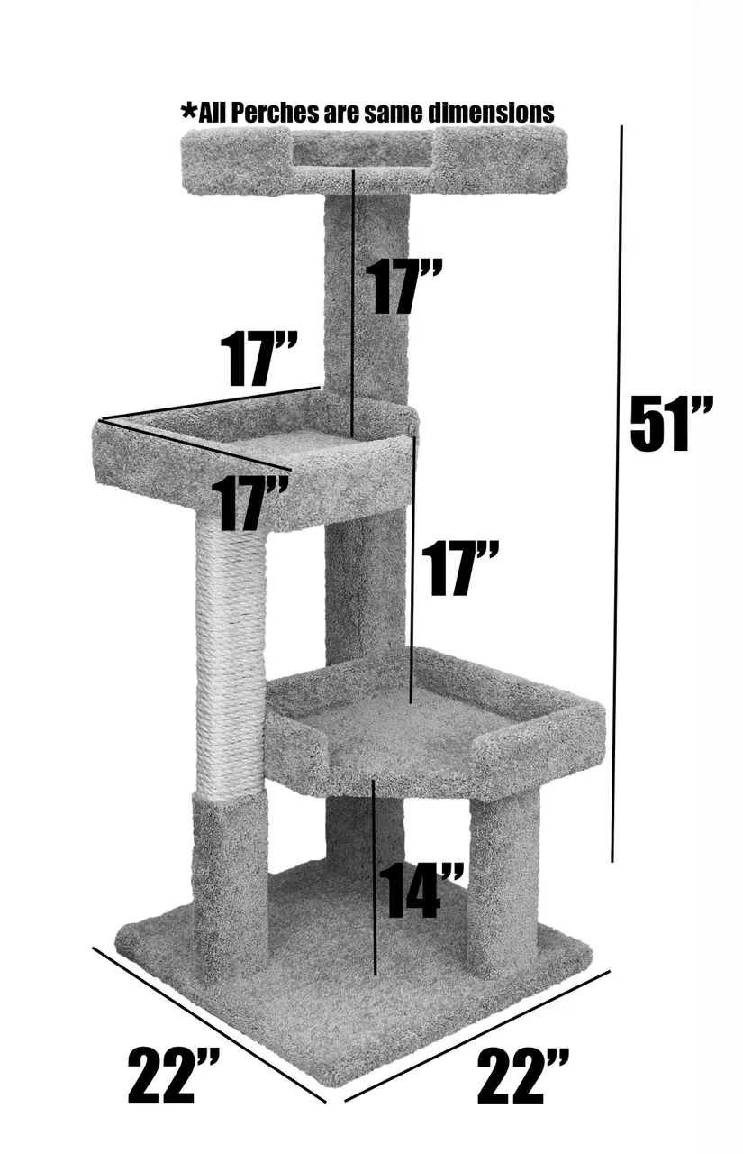 51” Solid Wood Cat Tree for Large Cats – Stable Mid-Height Cat Tower - Image 2
