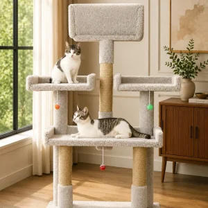56” Large Cat Tree for Big Cats | Spacious Multi-Level Cat Tower for Multi-Cat Homes