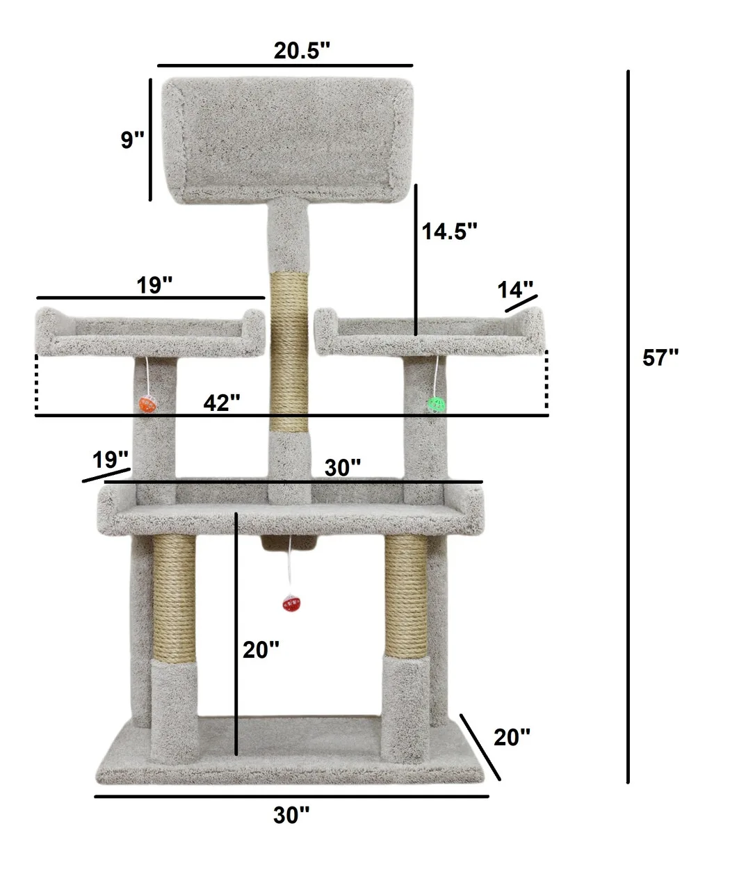56” Large Cat Tree for Big Cats | Spacious Multi-Level Cat Tower for Multi-Cat Homes - Image 2
