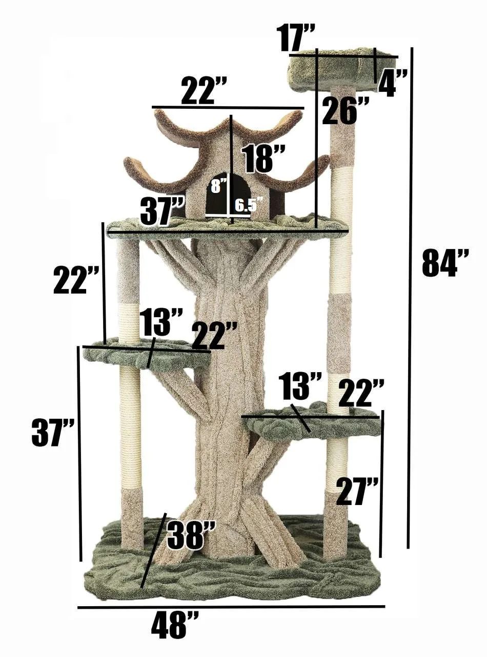7-Foot Cat Tree House | Luxury Solid Wood Indoor Cat Condo - Image 2