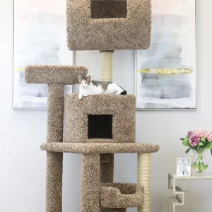 7 Foot Tall Cat Tree for Large Cats | Luxury Solid Wood Heavy-Duty Tower