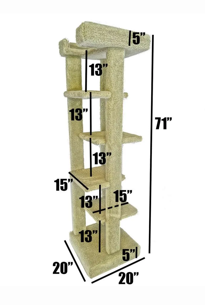 70" Tall Cat Tower for Large Cats | Solid Wood Heavy Duty Cat Tree - Image 2