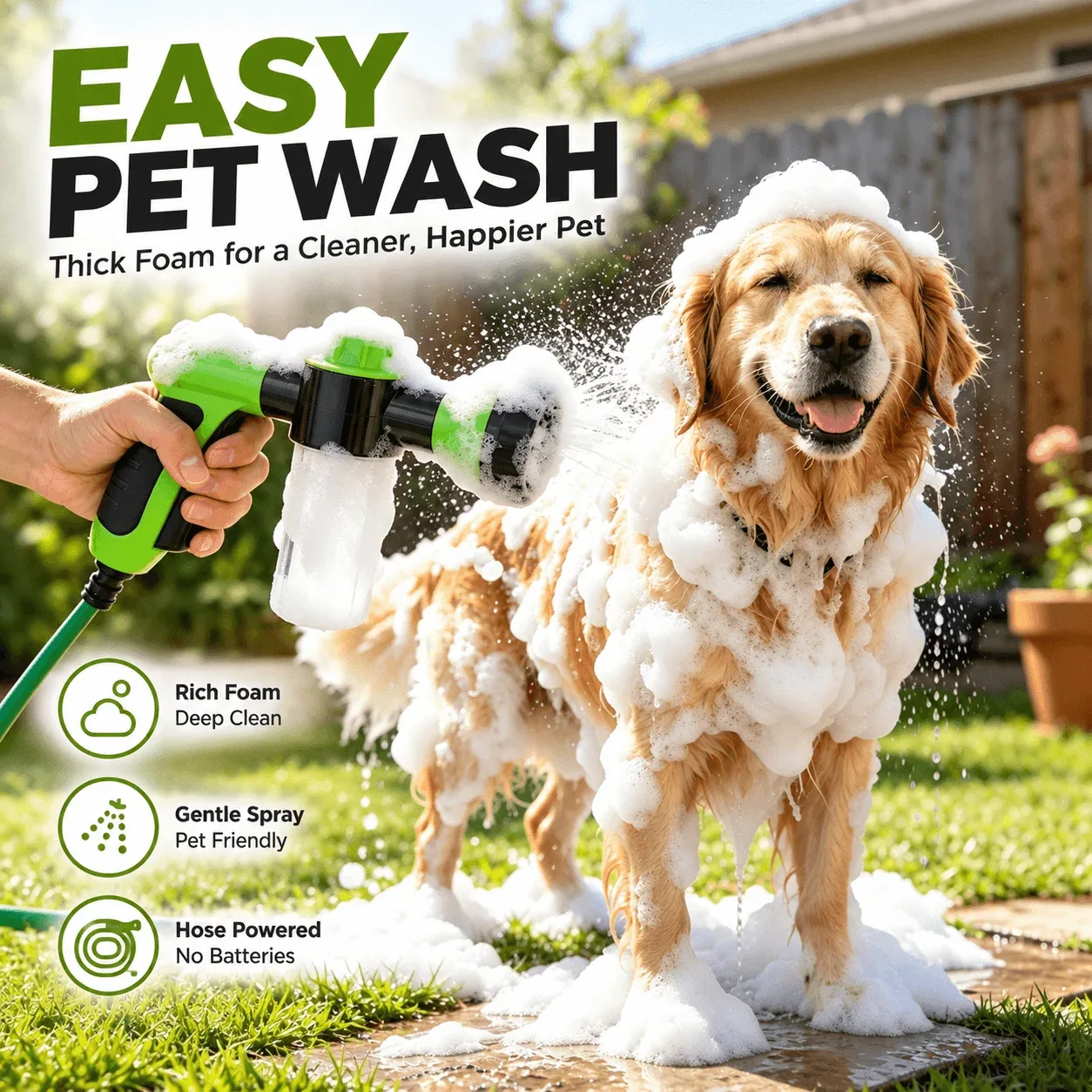 8-in-1 Dog Washing Hose Attachment with Soap Dispenser - Image 2