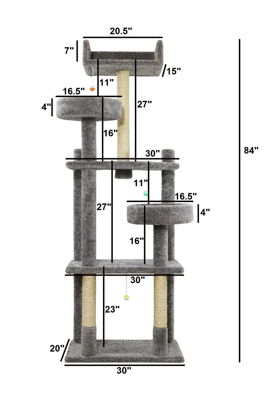 84″ Extra Tall Cat Tree — Heavy-Duty Solid Wood Tower for Large Cats - Image 2