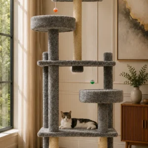 84″ Extra Tall Cat Tree — Heavy-Duty Solid Wood Tower for Large Cats