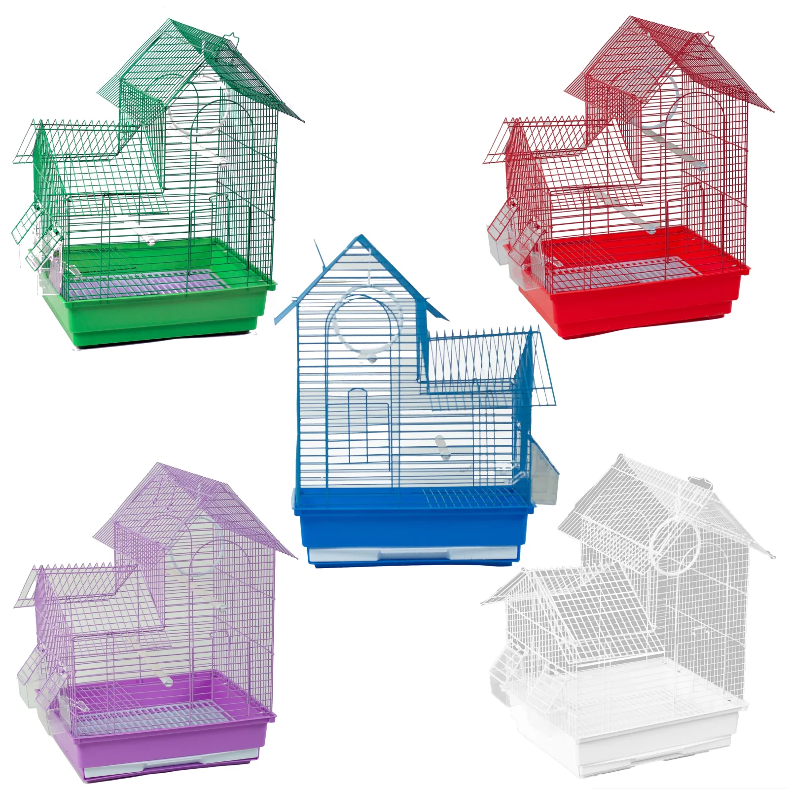 A & E Cages Happy Beaks House Top Bird Cage Assorted Color 6ea/14In X 11In X 18 in, 6 pk