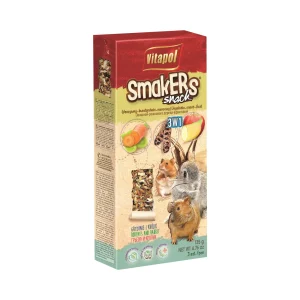A & E Cages Smakers Rabbit & Rodent Triple Pack Treat Stick Veggie/Carob/Fruit 3 pk