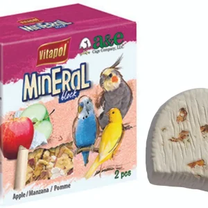 A & E Cages Vitapol Infused Mineral Block for Birds Apple 35 grams