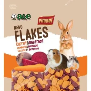 A & E Cages Vitapol Menu Flakes Carrot & Beetroot Small Animal Treats 4.4 oz