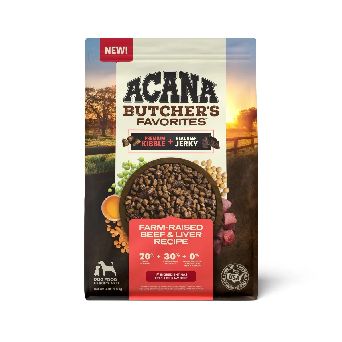 Acana Butcher’s Favorites Dry Dog Food Farm-Raised Beef & Liver 4 lb