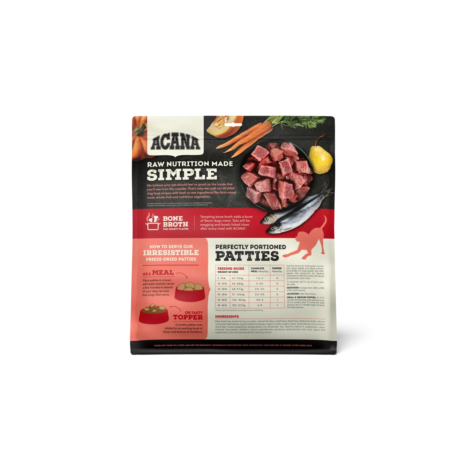 ACANA Freeze-Dried Food Patties Farm-Raised Beef Recipe 14OZ - Image 2