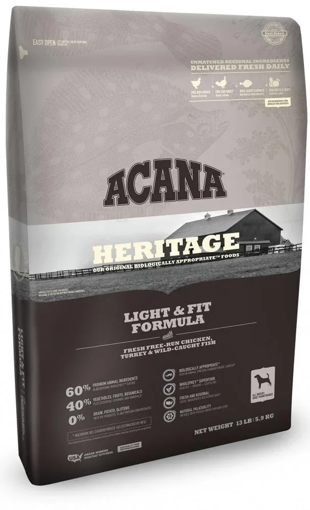 Acana Heritage Light and Fit Formula Grain Free Dry Dog Food-25-lb-{L+x}
