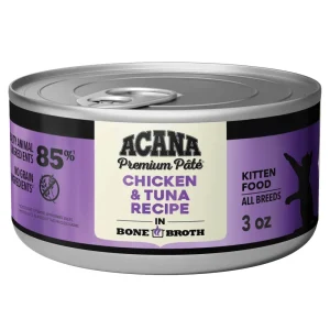 ACANA Premium Pate Kitten Wet Cat Food in Bone Broth Chicken + Tuna Recipe 3oz Cans