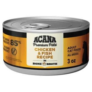 ACANA Premium Pate Wet Cat Food in Bone Broth Chicken + Fish Recipe 3oz Cans
