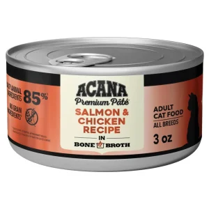 ACANA Premium Pate Wet Cat Food in Bone Broth Salmon + Chicken Recipe 3oz Cans