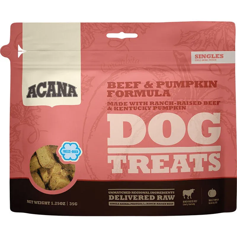 Acana Singles Beef and Pumpkin Dog Treats 1.25oz{L+x}