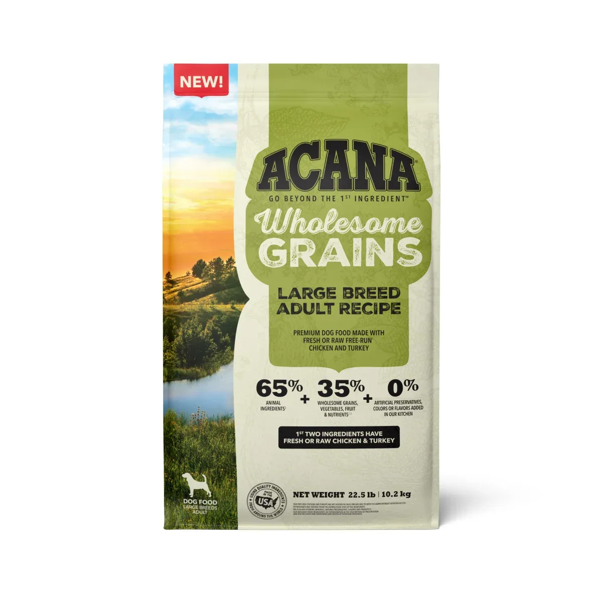 Acana Wholesome Grains Large Breed Adult Dry Dog Food Chicken & Turkey 22.5 lb