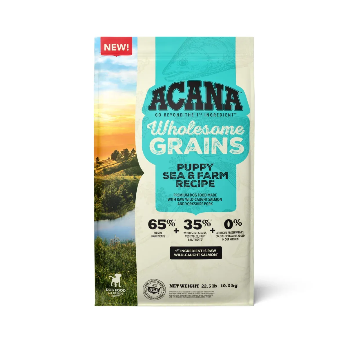 Acana Wholesome Grains Sea & Farm Dry Puppy Food Salmon & Pork 22.5 lb