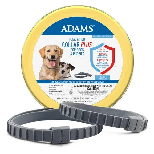 Adams Flea & Tick Collar Plus for Dogs & Puppies 2 Pack - Image 2