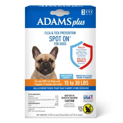 Adams Plus Flea & Tick Prevention Spot On for Dogs, Medium Dogs 15 to 30 lbs - Image 2