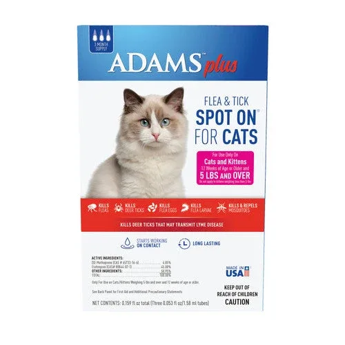 Adams Plus Flea & Tick Spot On for Cats & Kittens Over 5 lbs - Image 2