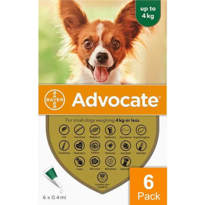 Advantage Multi (Advocate) Dogs Under 4kg 8.8lbs (4kg) - 6 Pack