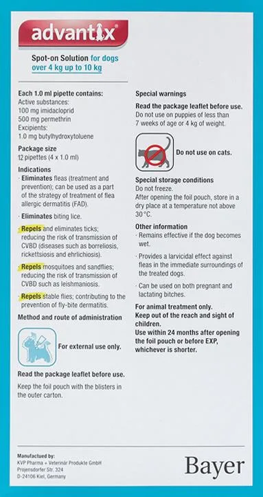 Advantix Dogs 8.8-22lbs (4-10kg) - 12 Pack - Image 2