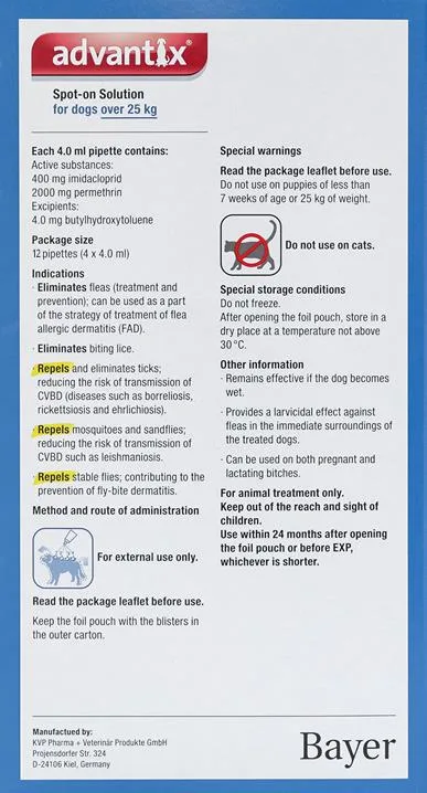 Advantix Dogs Over 55lbs (25kg) - 12 Pack - Image 2